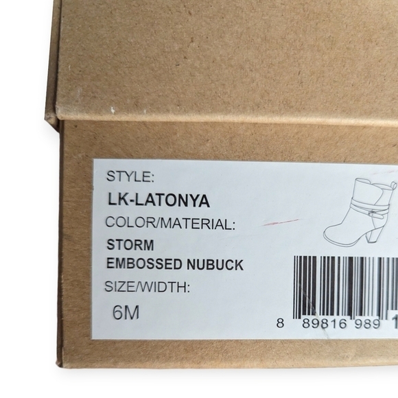Lucky Brand Shoes Latonya Bootie Heeled Ankle Boots Nubuck Storm Black Size 6M - Picture 11 of 13